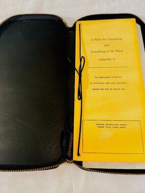 Vtg Leather Document Case Holder Life Auto Home Health Insurance Will Talon Zipp